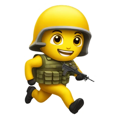 emoji yellow solider running sticker