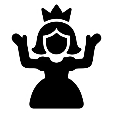 princess with a crown, bold silhouette, hands raised in a 'yes' gesture sticker