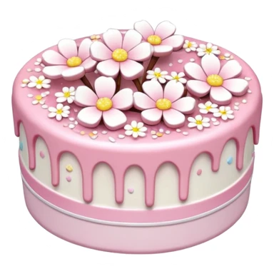 Pastel shiny glittery pastel pink and white Sakura flowers cake with sprinkles on top sticker