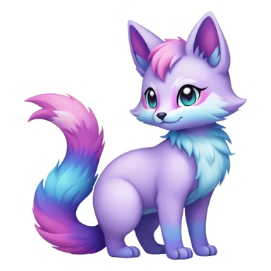 Kawaii bright fantasy ethereal anthro fursona Fakemon with tufted tail  sticker