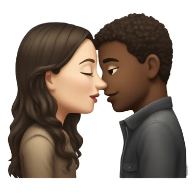 A brunette boy and a pale brunette girl kissing sticker