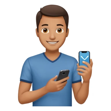 man casual clothes holding a phone sticker