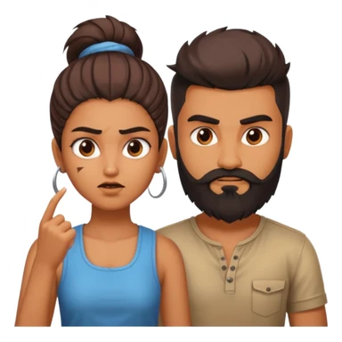 brother and sister fighting modern culture naughty  - indian skin and hairstyle - men beard  sticker