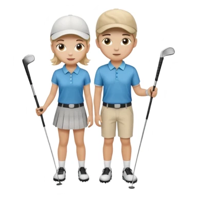 young beginner golfer boy and girl sticker