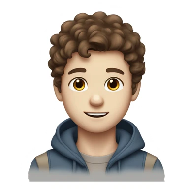 Cute white teen boy blue eyes and fluffy brown hair sticker