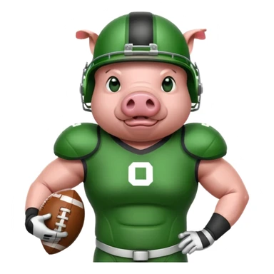 american football player pig green sticker