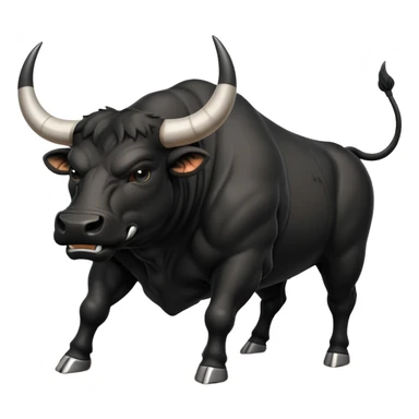 angry black bull pawing the ground, preparing to charge sticker