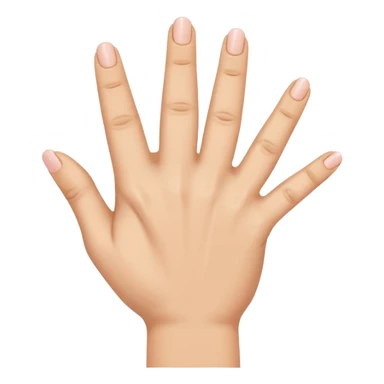 the ring finger, index finger, and middle finger facing up while the thumb and pinky finger are facing inwards towards the hand sticker