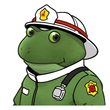 bufo in a fir fighter suit sticker