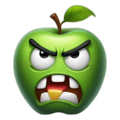a really angry apple sticker