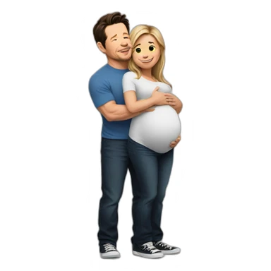 Pregnant mark Wahlberg being hugges sticker