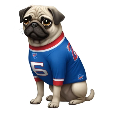 Pug wearing buffalo bills jersey standing sticker