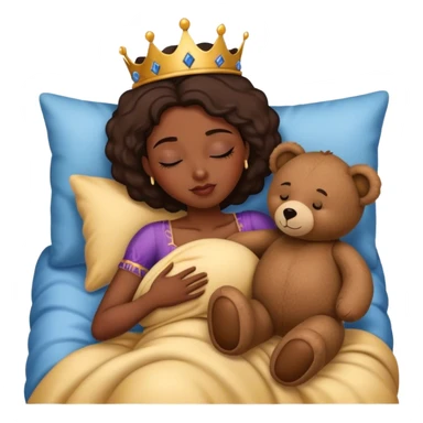 African American queen sleeping with teddy bear sticker