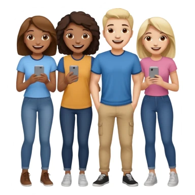 4 inclusive friends (3 girls and 1 man) laughing sticker