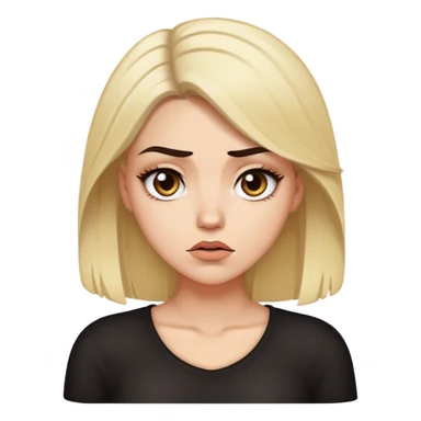 A white girl with dark hair and blonde parts, looking at her with a look of disdain. sticker