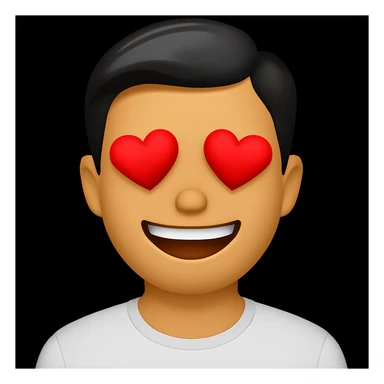 Edit the face of the character in the original emoji style to look in love, with heart eyes and a big smile. Maintain the style and colors consistent with the original emoji. sticker