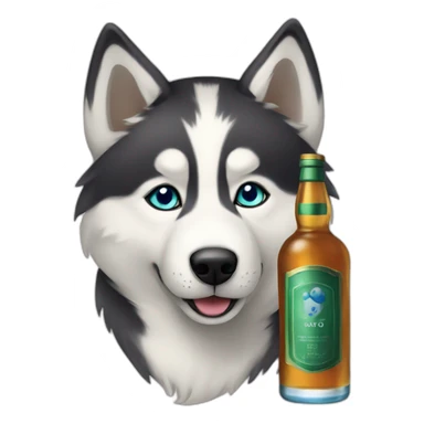 Husky with a whisky, green and blue eyed sticker