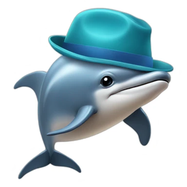 a dolphin with a hat sticker