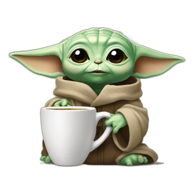 baby yoda drink coffee sticker
