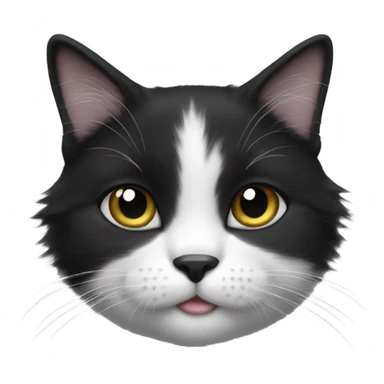 Black and white cat fluffy sticker