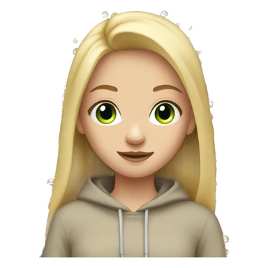 teen girl with green eyes and long blonde hair wearing a beige sweatshirt and black leggings full body sticker