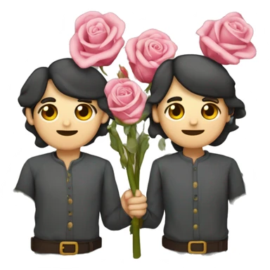 Dos manos agarrando dos rosas cruzadas entre ellas y la agarran desde el tallo sticker