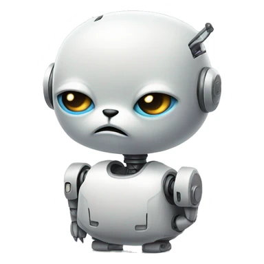 Sad Robot fried with white kitten sticker