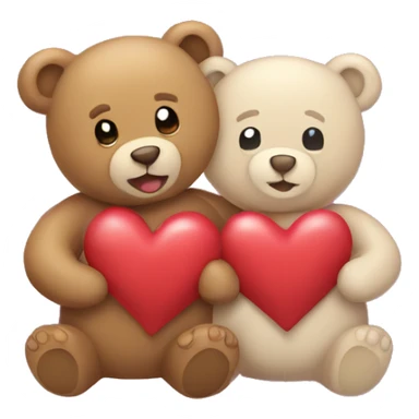 Two teddy bears, one male and one female, holding hearts in their hands sticker