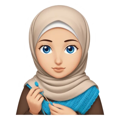 Turkish beautiful finish Konya girl blue eyes with hijab does knitting  sticker