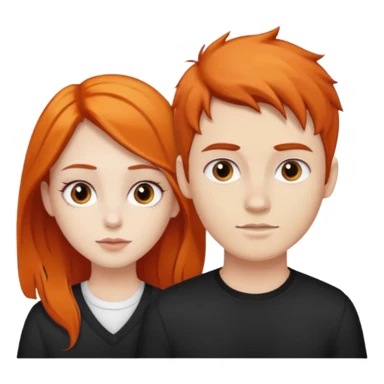 chica morena clara de pelo naranja y chicho blanco de pelo negro y grandes cejas sticker