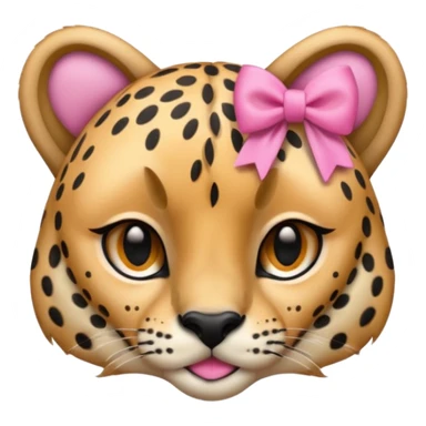 Cheetah  with a small pink bow on her ear￼ sticker