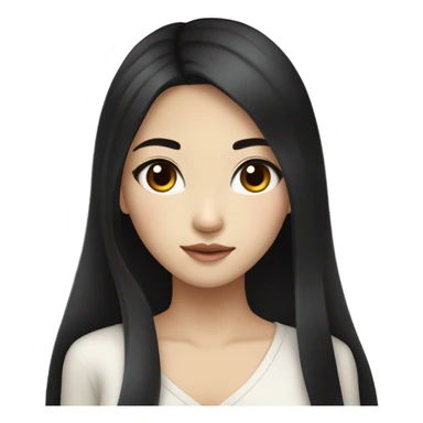 Beautiful girl,Black hair,long hair,Black eyes,Korean sticker