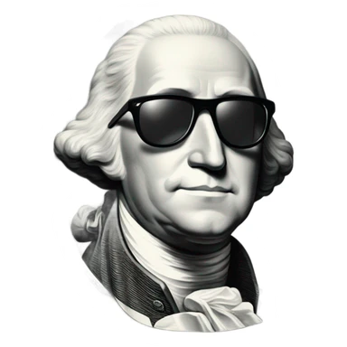 A one dollar bill with George Washington wearing sunglasses  sticker