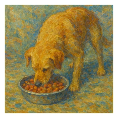 a dog eating dog food, style 3 sticker