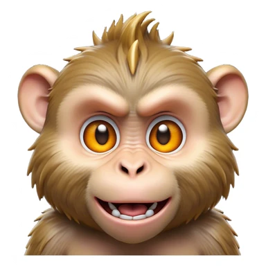 Cinematic Comical Macaque Portrait Emoji, Head tilted dramatically with an exaggerated, shocked expression and a raised eyebrow, featuring a lively, nimble build with spiky fur and wide, comically expressive eyes, Simplified yet hilariously animated features, highly detailed, glowing with a slightly sassy, vibrant glow, high shine, dramatic yet playful, stylized with an air of cheeky primate attitude, soft glowing outline, capturing the essence of a meme-worthy macaque that looks ready to deliver a playful side-eye into viral fame! sticker