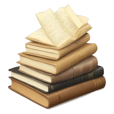 Cute beige book stack, top book opened sticker