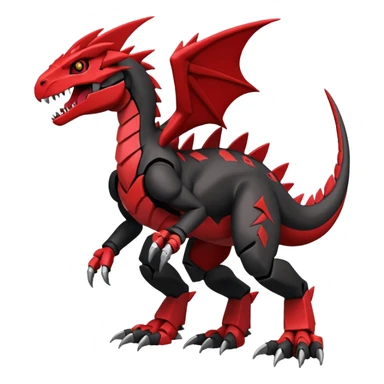 Cool Edgy Black Red Digimon-Fakemon-Guilmon-Velociraptor-Dragon-Mecha full body sticker