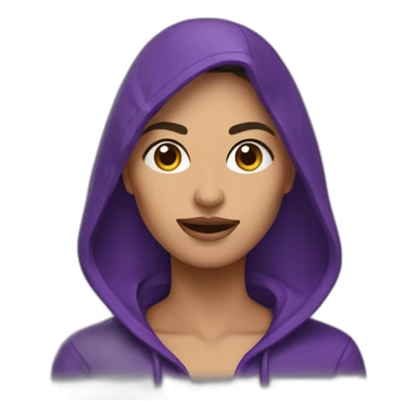 Armenian Woman  with purple hoodie and with a snake tongue sticker