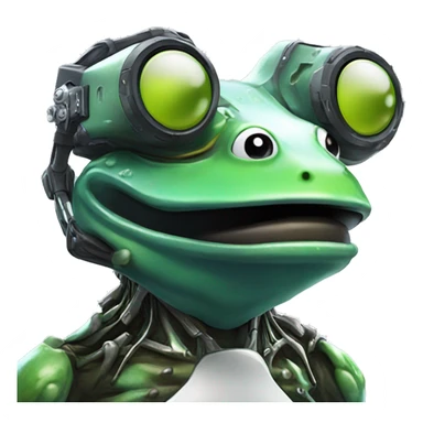 Generate cyber frog with vr glaces and cybernetic armur sticker