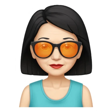 Old Women In Sleeveless, black hair, funky. sticker