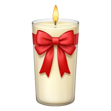 Soft vanilla long glass candle, with little red bow sticker