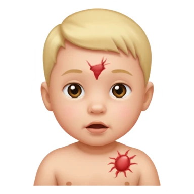 baby with skin rash sticker