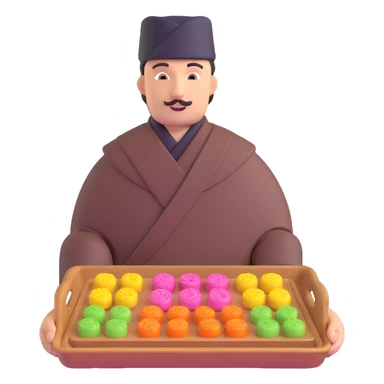 Tatar man holding a tray of chak-chak Tatar sweets sticker