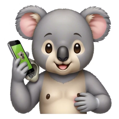 A smartphone emoji receiving a call from koala sticker