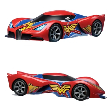 Side view Wonder Woman’s Hypercar hot wheels rc car with large bright headlights at night sticker