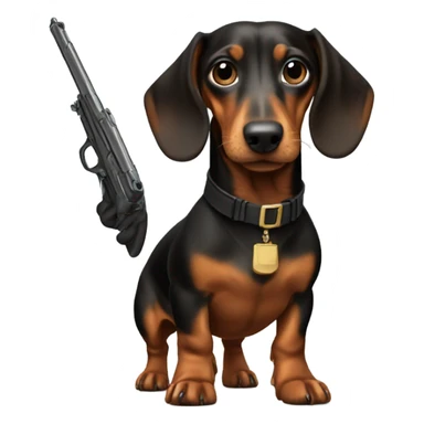 Dachshund with gun sticker