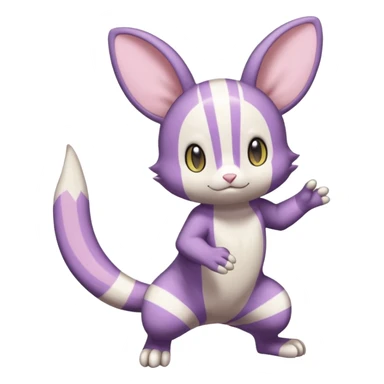 Purrloin-Minccino-Emolga-fusion (full body) with vertical white stripes running down the whole body sticker