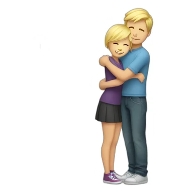 Short blonde hair girl hugs tall boy sticker