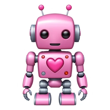 cute pink robot with hearts pink sticker