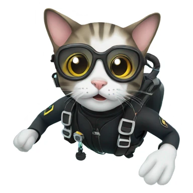 cat scuba diving sticker